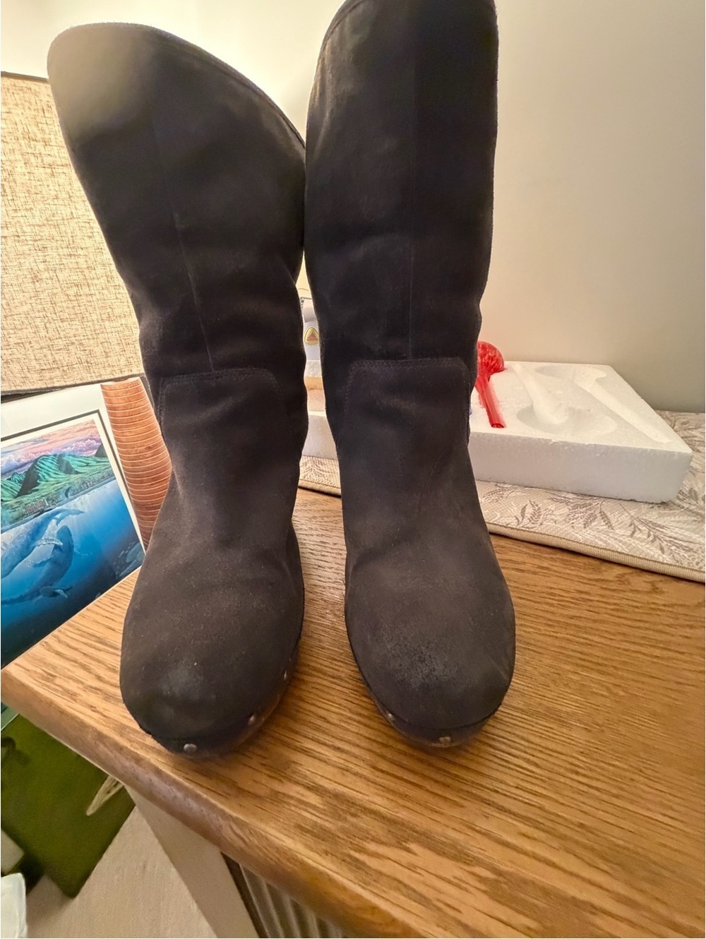 UGG Grey Suede Knee-High Heeled Boots [COPY]